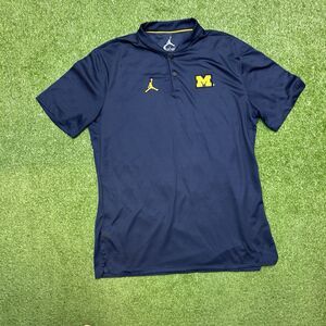 Michigan Wolverines Jordan Polo Football Shirt Womens Sz Medium Blue Golf